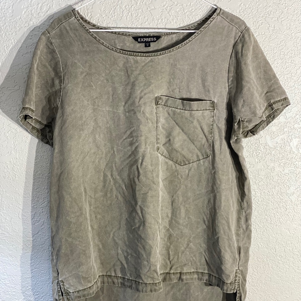 EXPRESS Faded Scooped Pocket T-Shirt